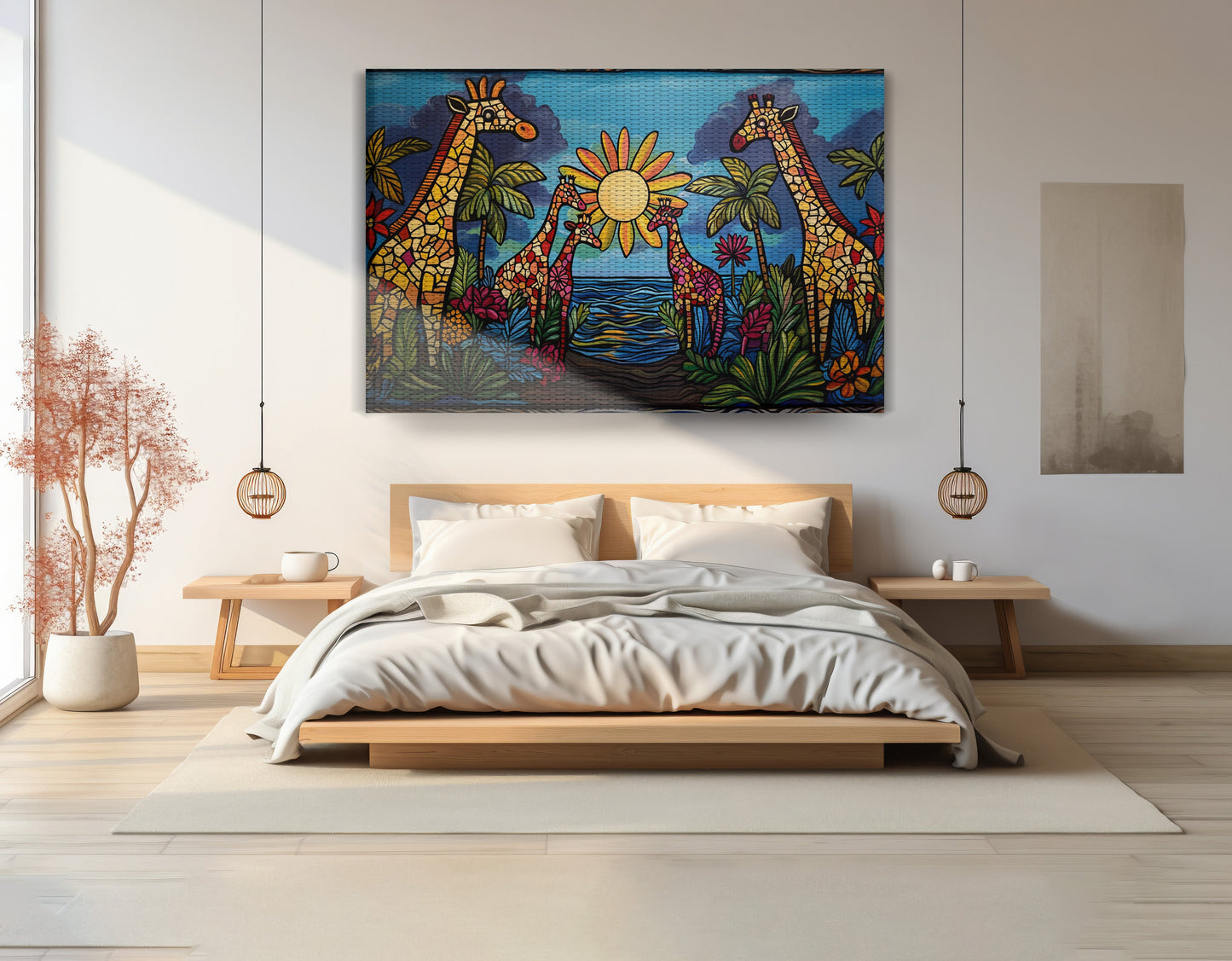 Giraffe Sunburst Safari Black Caribbean wall art view 15