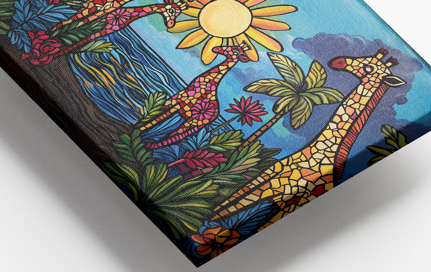 Giraffe Sunburst Safari Black Caribbean wall art view 16
