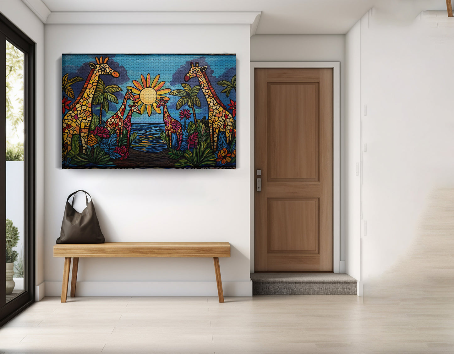 Giraffe Sunburst Safari Black Caribbean wall art view 17