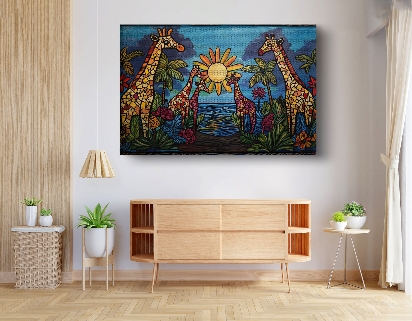 Giraffe Sunburst Safari Black Caribbean wall art view 14