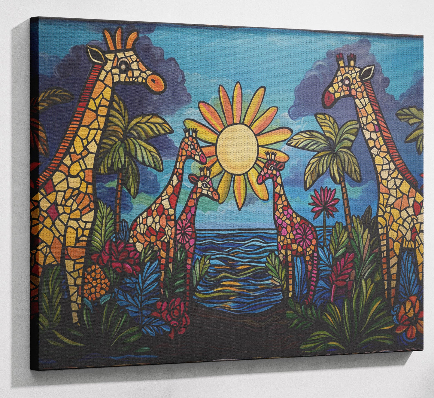 Giraffe Sunburst Safari Black Caribbean wall art view 13