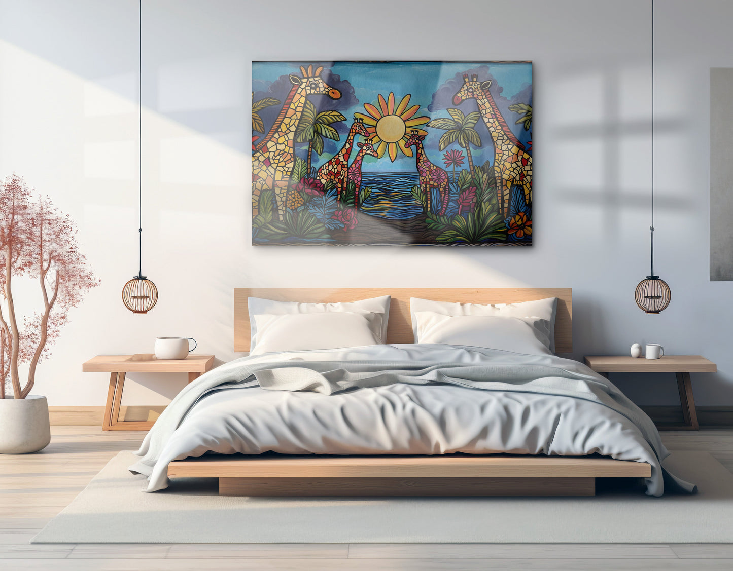 Giraffe Sunburst Safari Black Caribbean wall art view 21