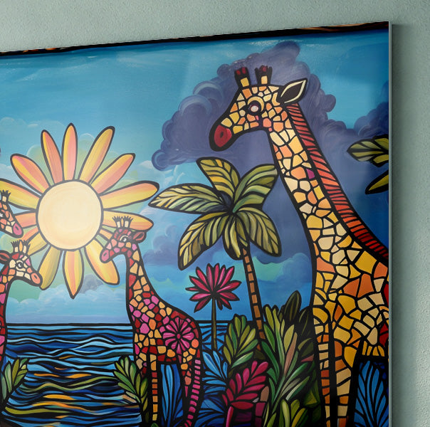 Giraffe Sunburst Safari Black Caribbean wall art view 22