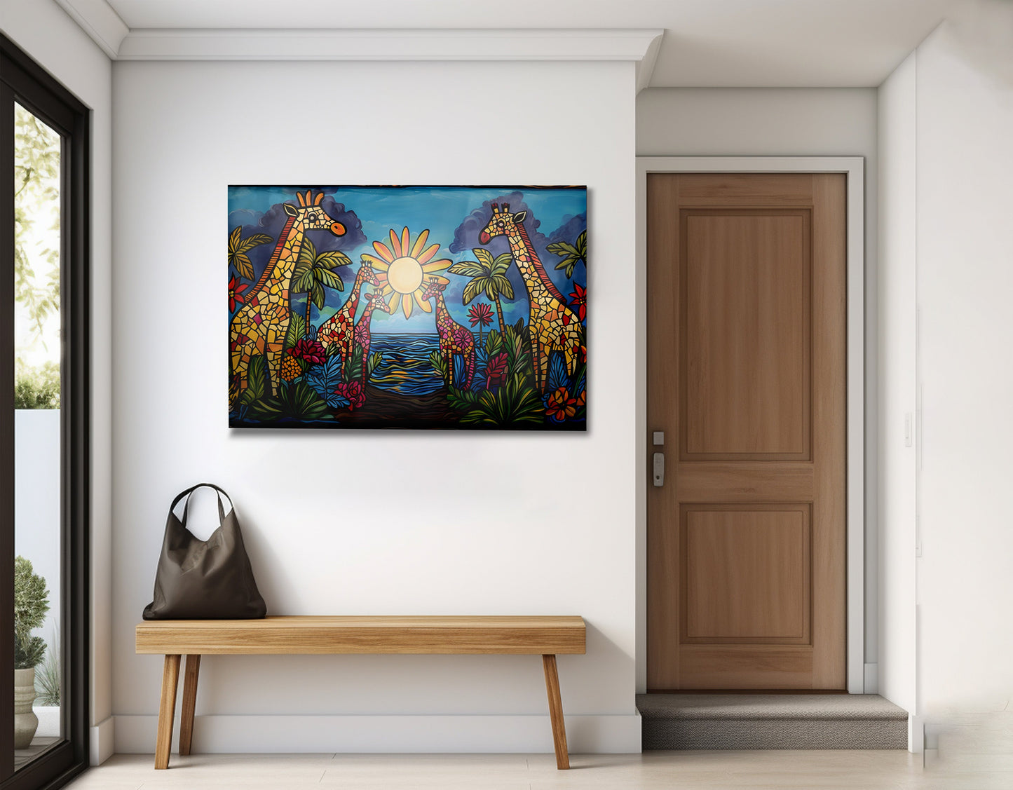 Giraffe Sunburst Safari Black Caribbean wall art view 23