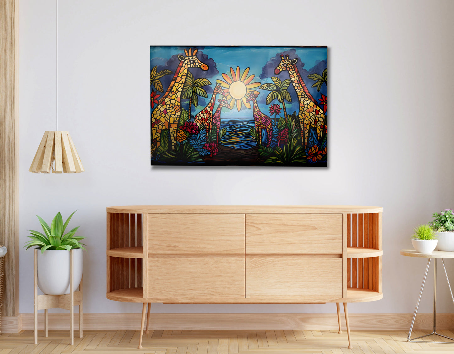 Giraffe Sunburst Safari Black Caribbean wall art view 20