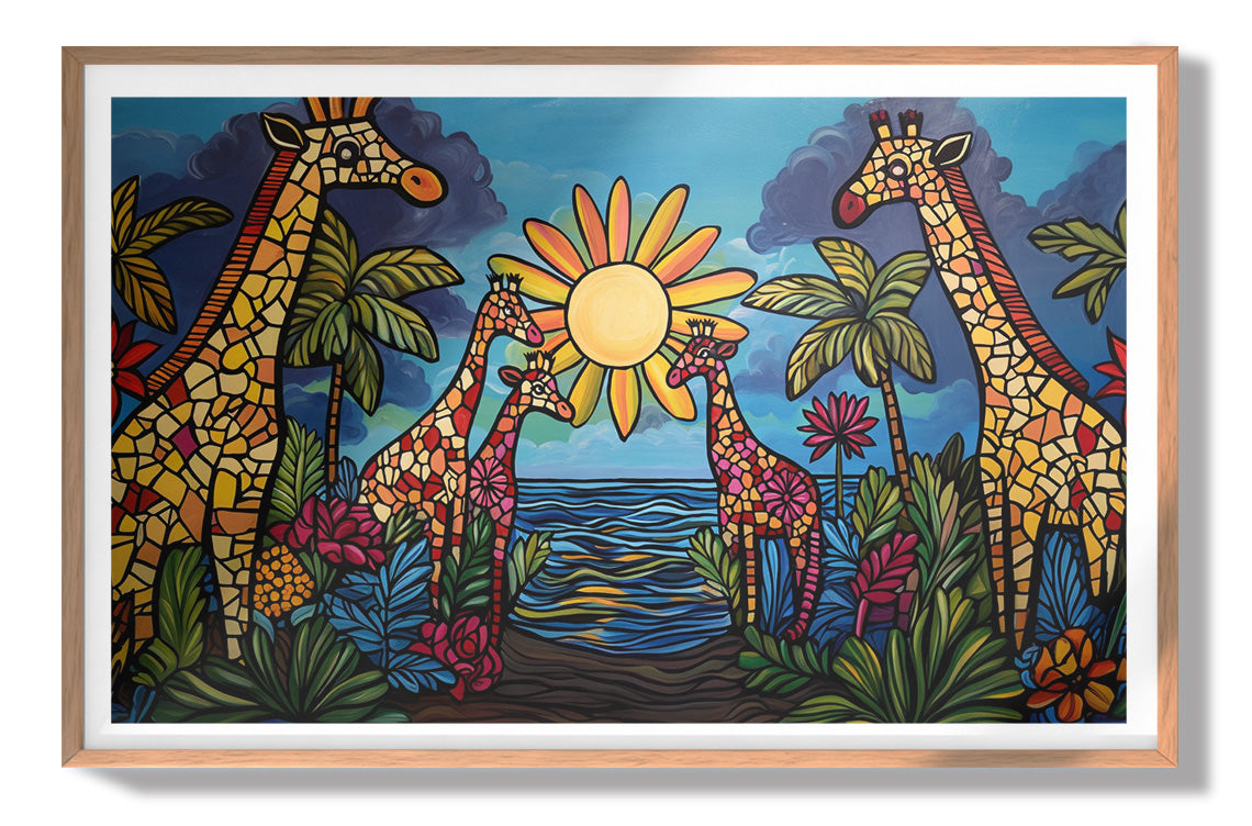 Giraffe Sunburst Safari Black Caribbean wall art view 79