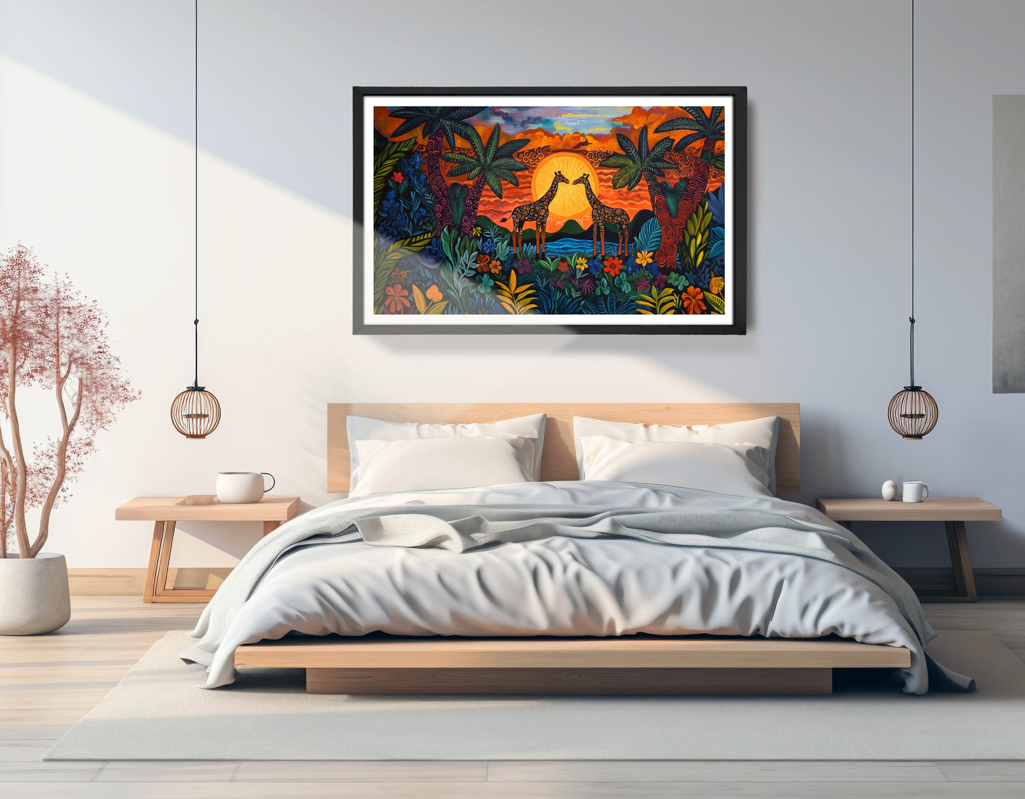 Giraffe Sunset Jungle Caribbean wall art view 69