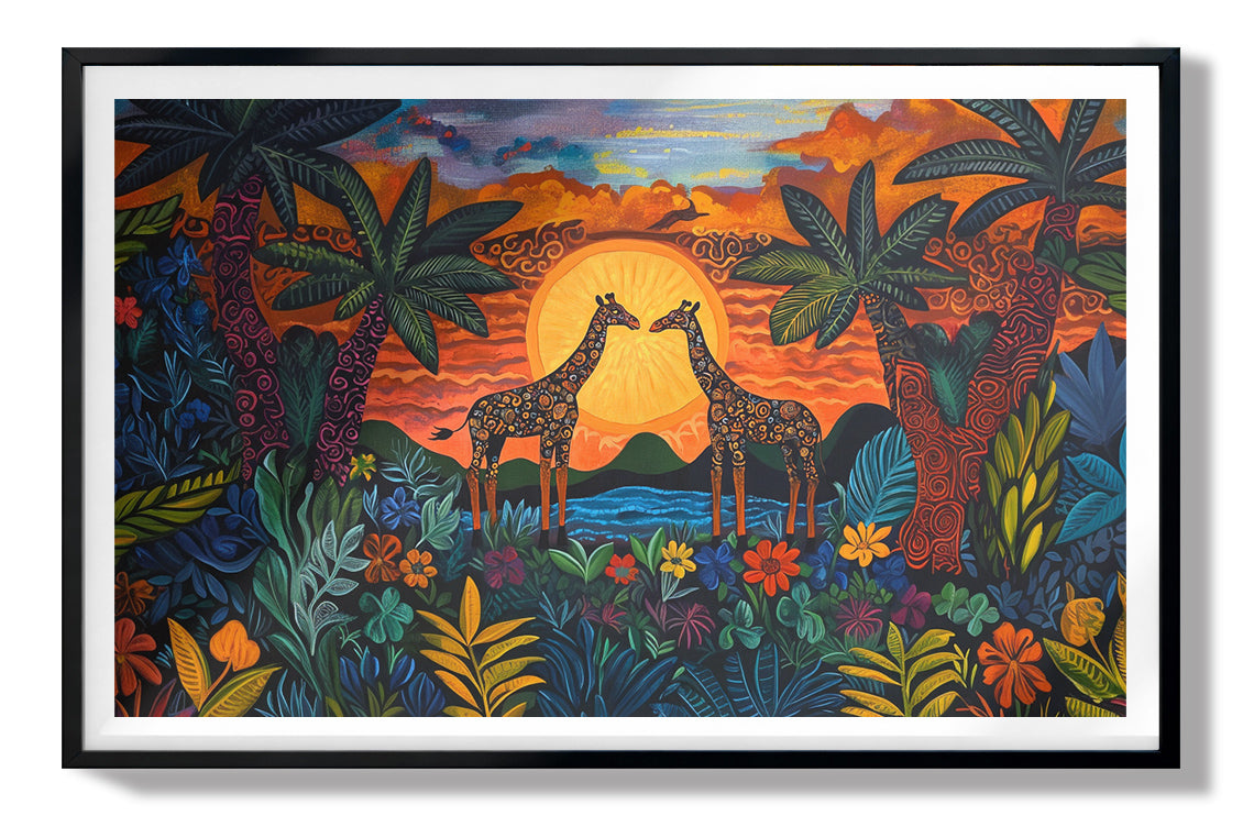 Giraffe Sunset Jungle Caribbean wall art view 67