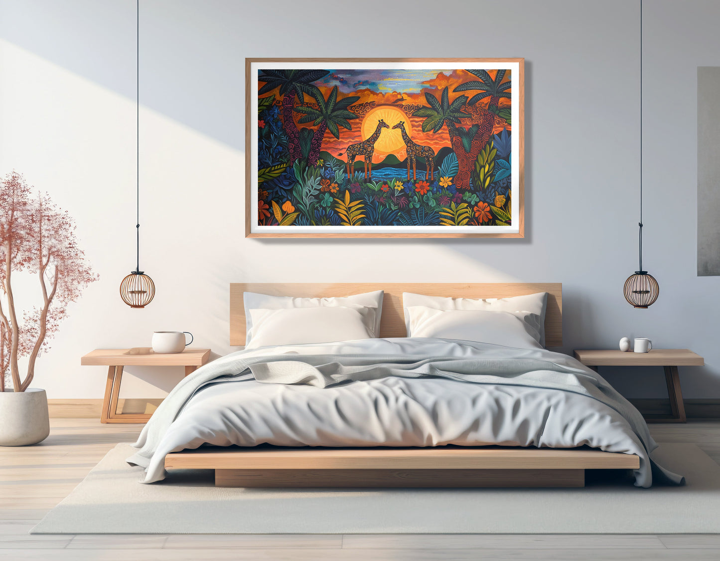 Giraffe Sunset Jungle Caribbean wall art view 81