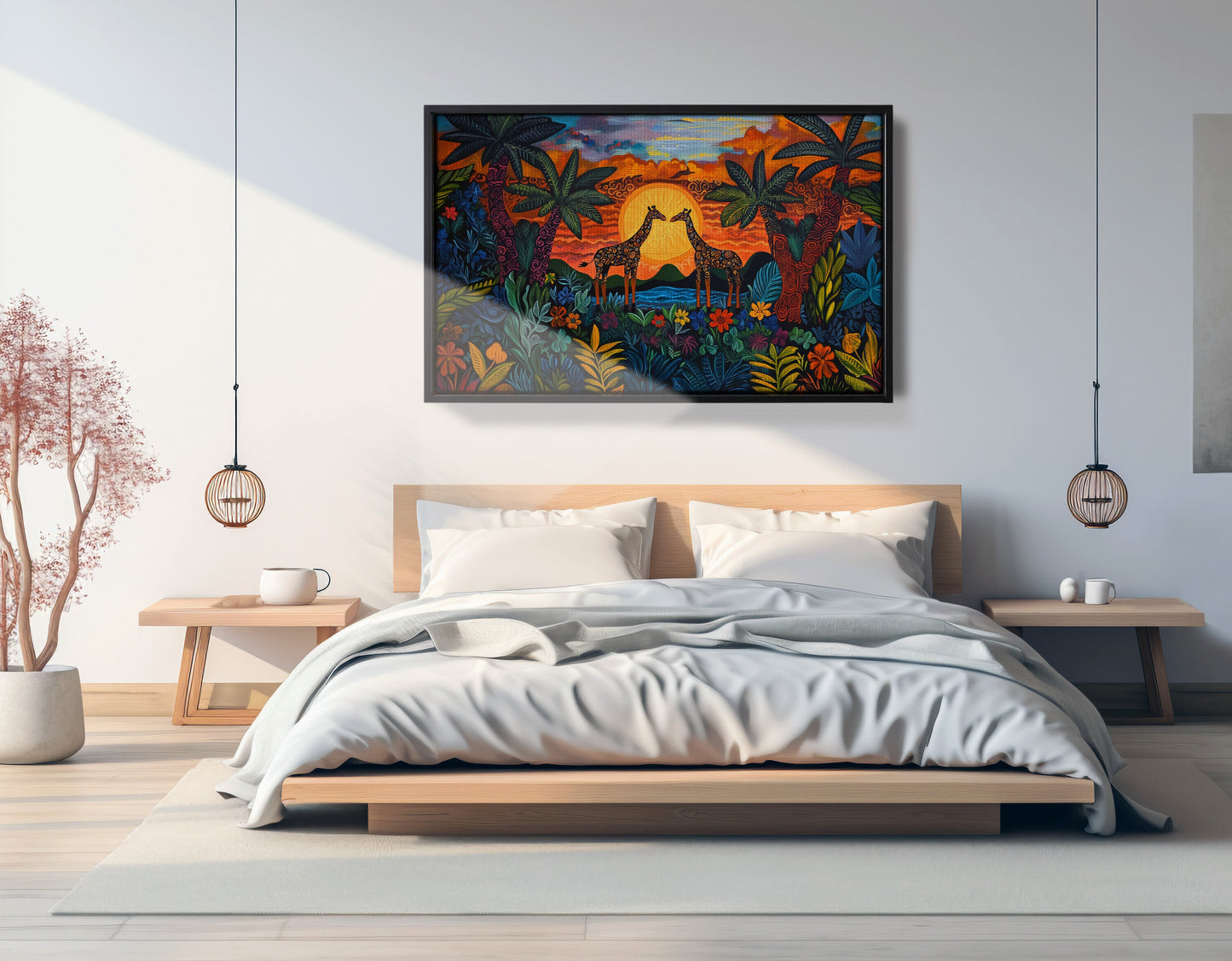 Giraffe Sunset Jungle Caribbean wall art view 27