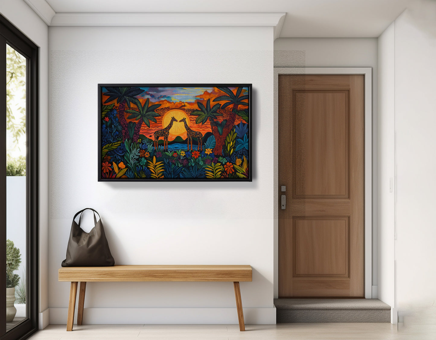 Giraffe Sunset Jungle Caribbean wall art view 29