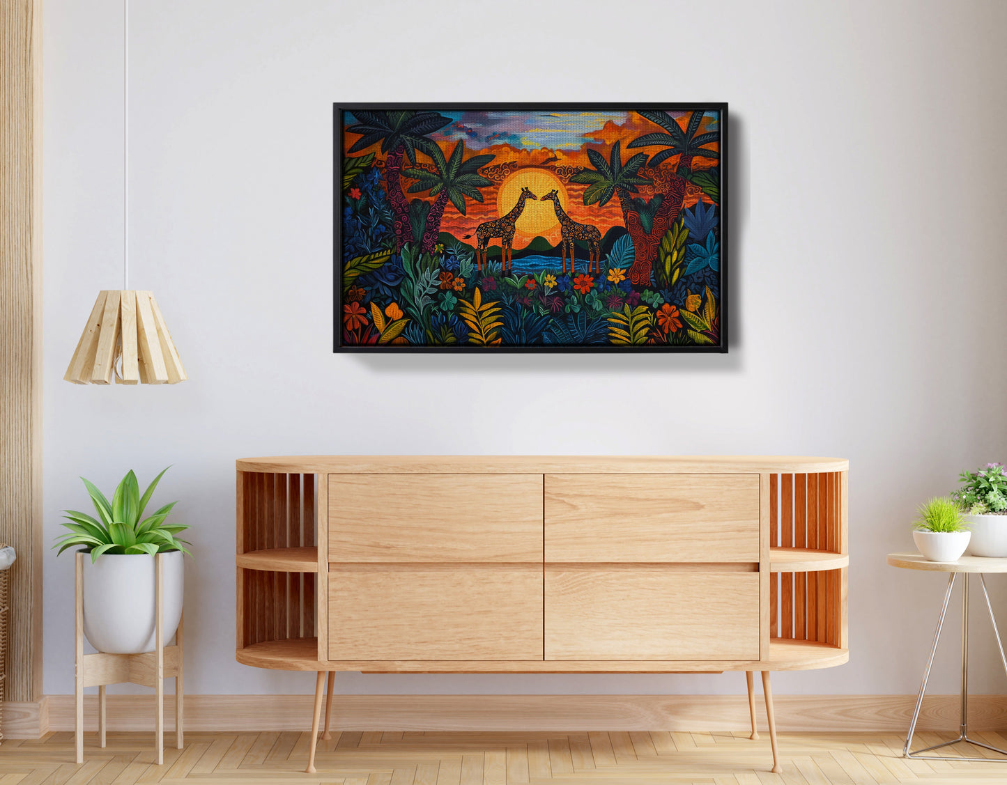 Giraffe Sunset Jungle Caribbean wall art view 26