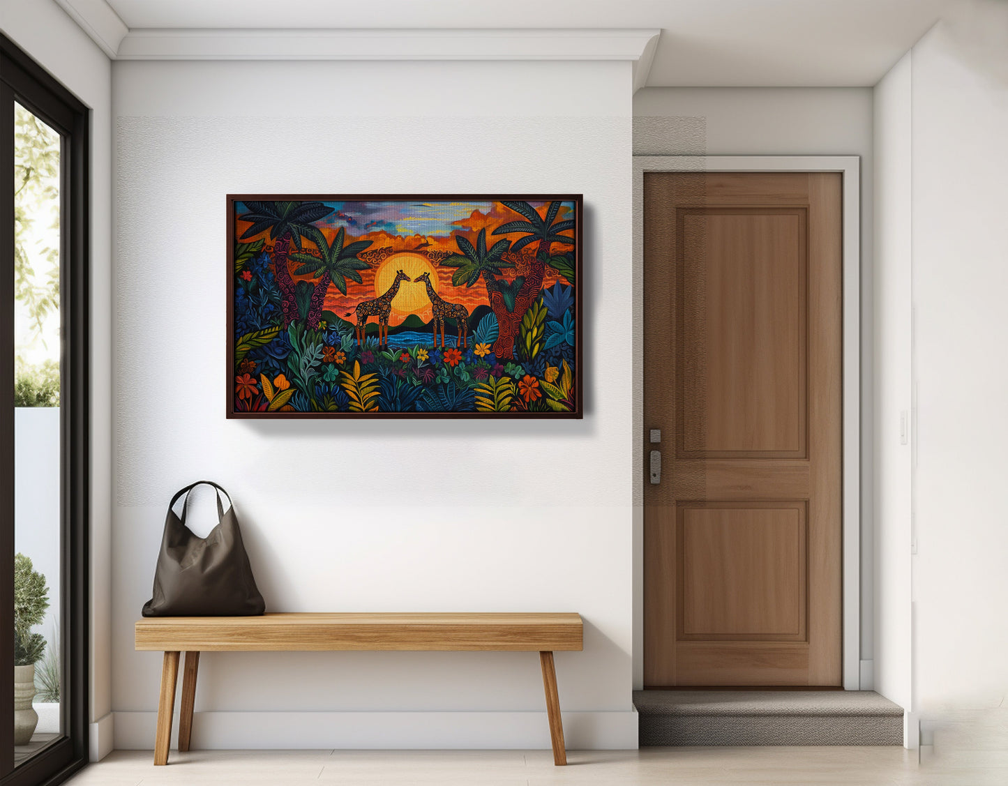 Giraffe Sunset Jungle Caribbean wall art view 35