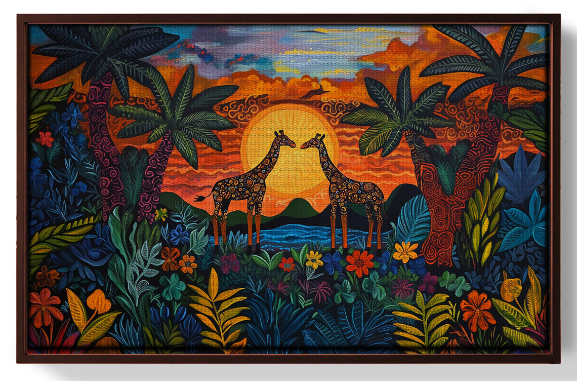 Giraffe Sunset Jungle Caribbean wall art view 31