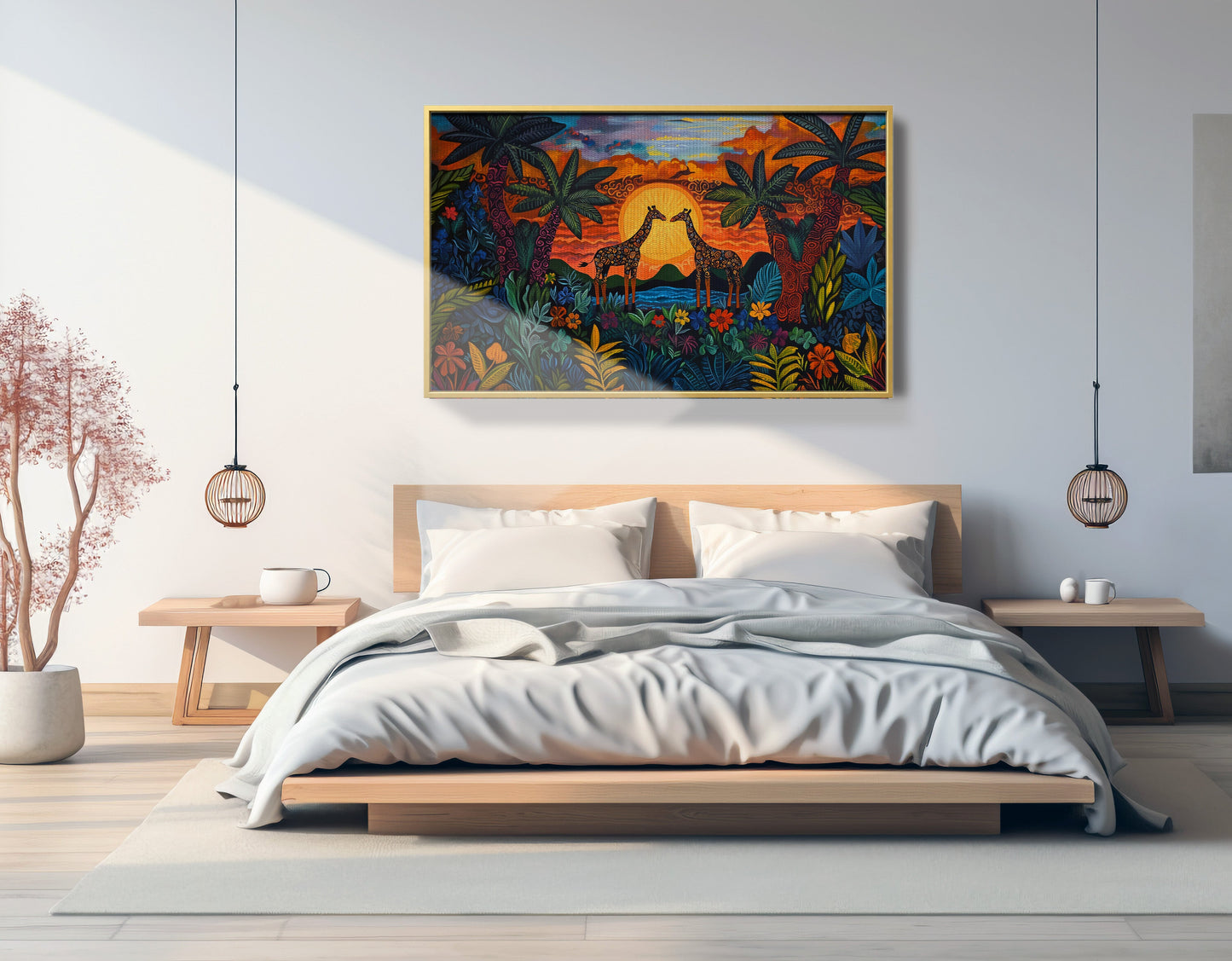 Giraffe Sunset Jungle Caribbean wall art view 39