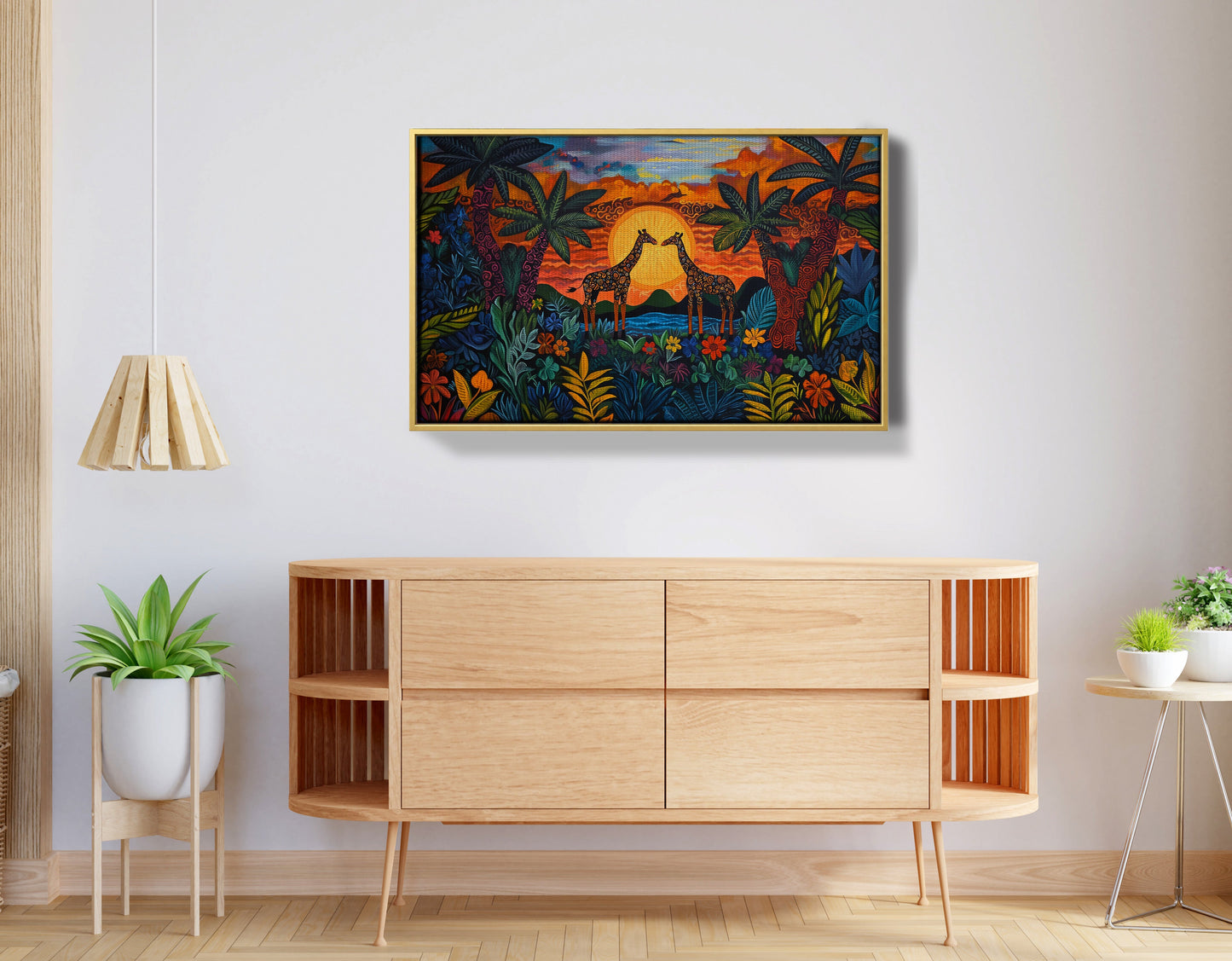 Giraffe Sunset Jungle Caribbean wall art view 38