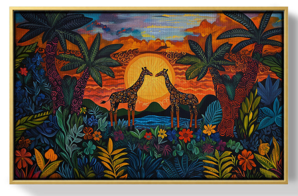 Giraffe Sunset Jungle Caribbean wall art view 37