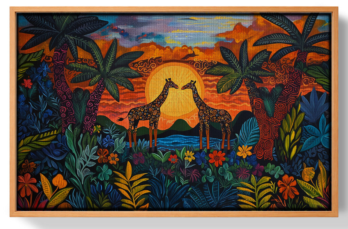Giraffe Sunset Jungle Caribbean wall art view 43