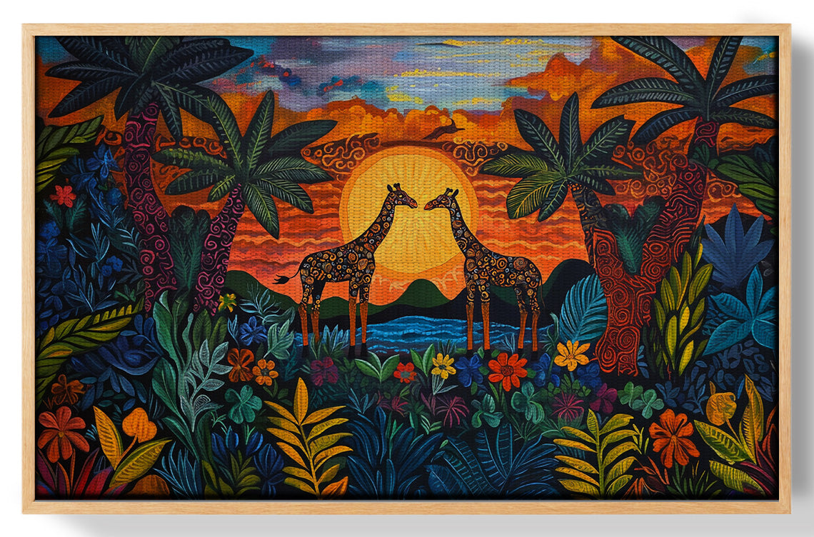 Giraffe Sunset Jungle Caribbean wall art view 49