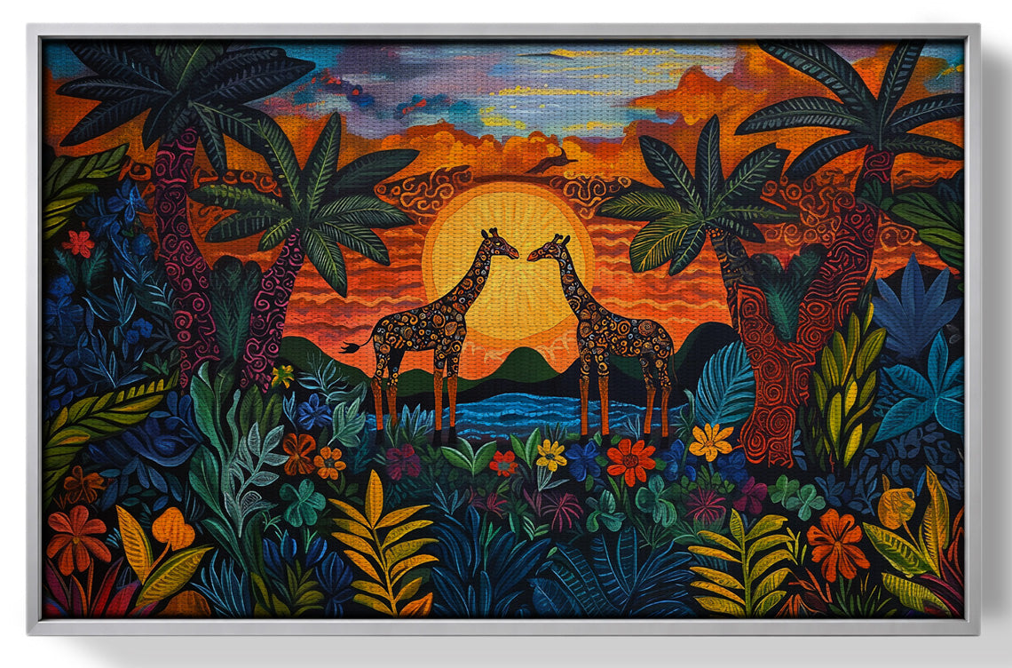 Giraffe Sunset Jungle Caribbean wall art view 55