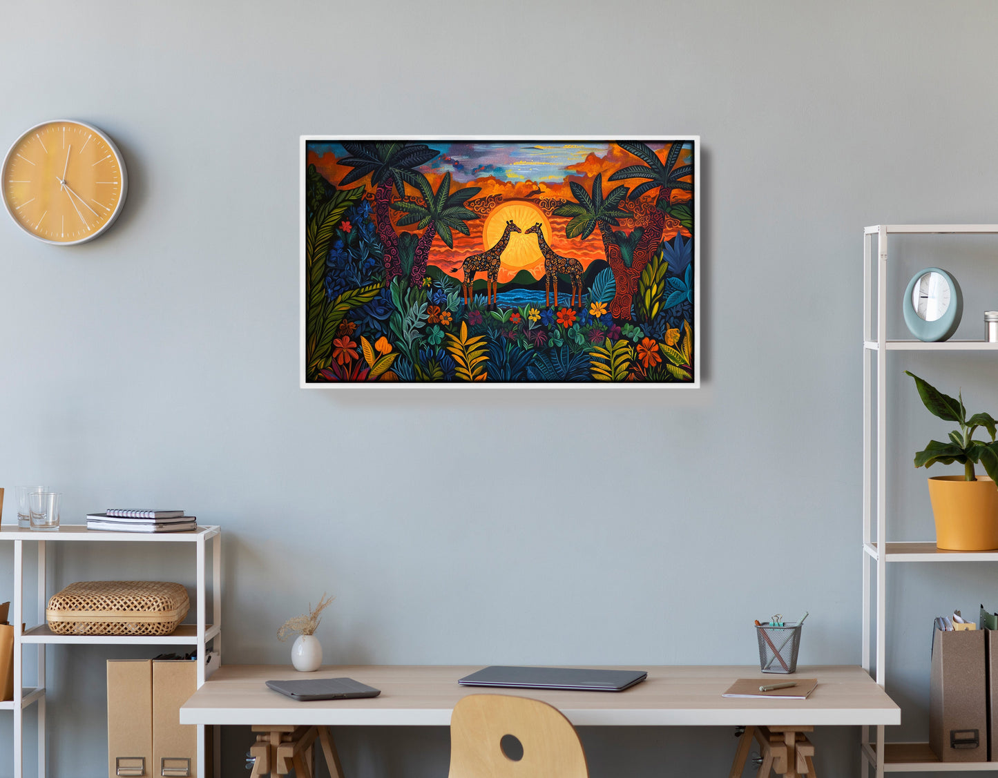 Giraffe Sunset Jungle Caribbean wall art view 66