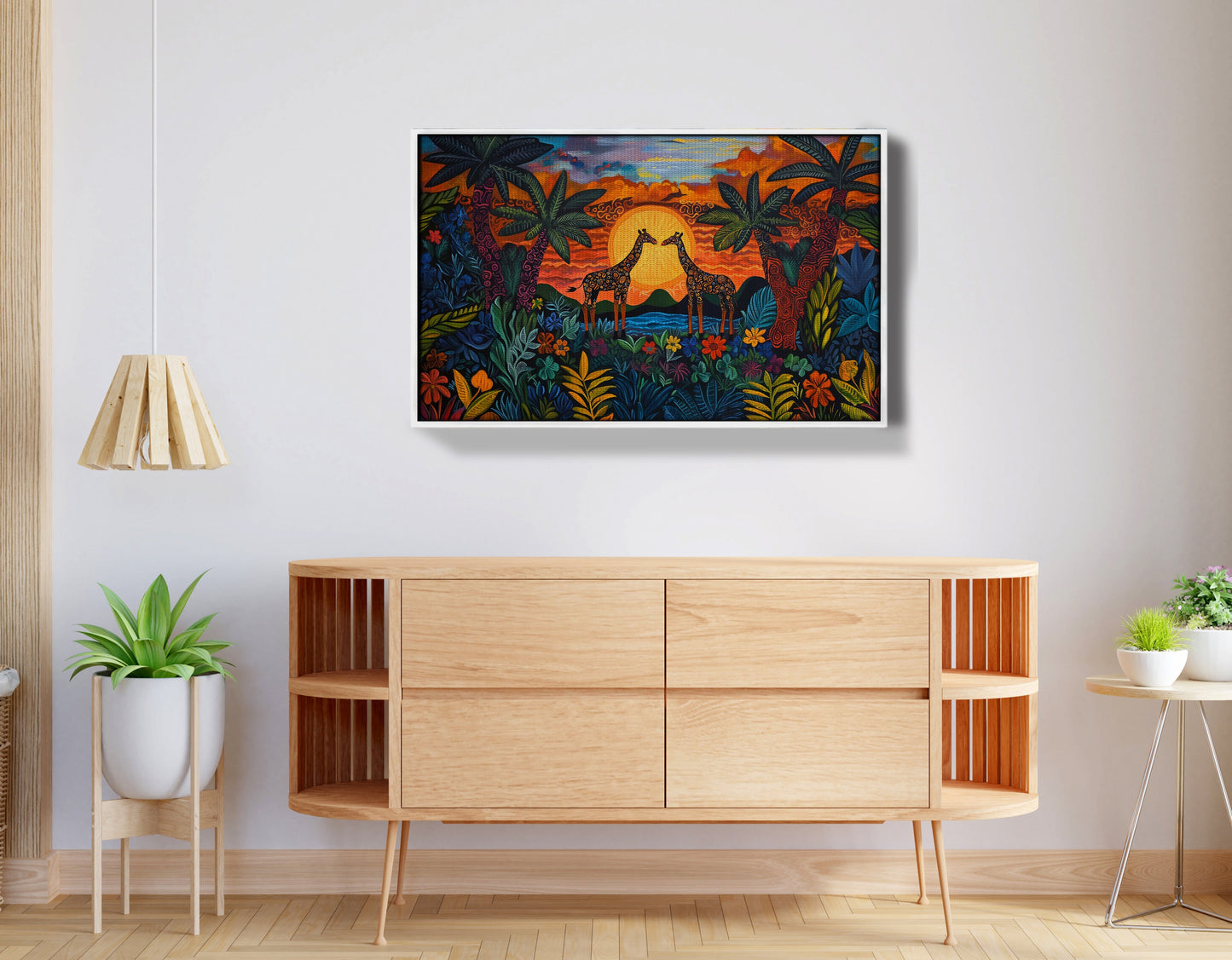 Giraffe Sunset Jungle Caribbean wall art view 62