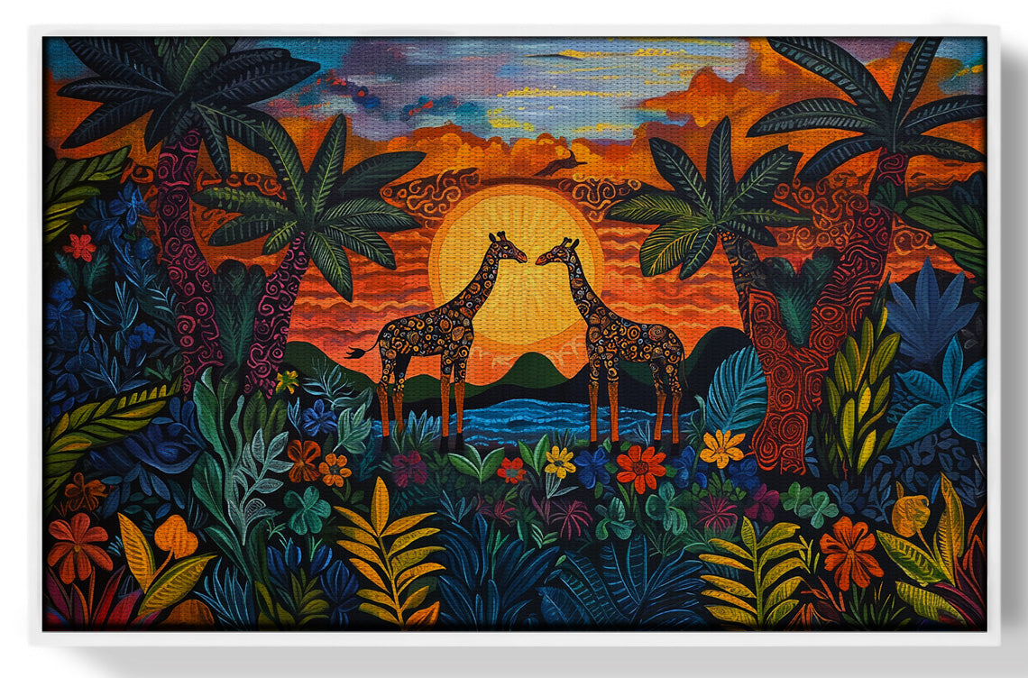 Giraffe Sunset Jungle Caribbean wall art view 61