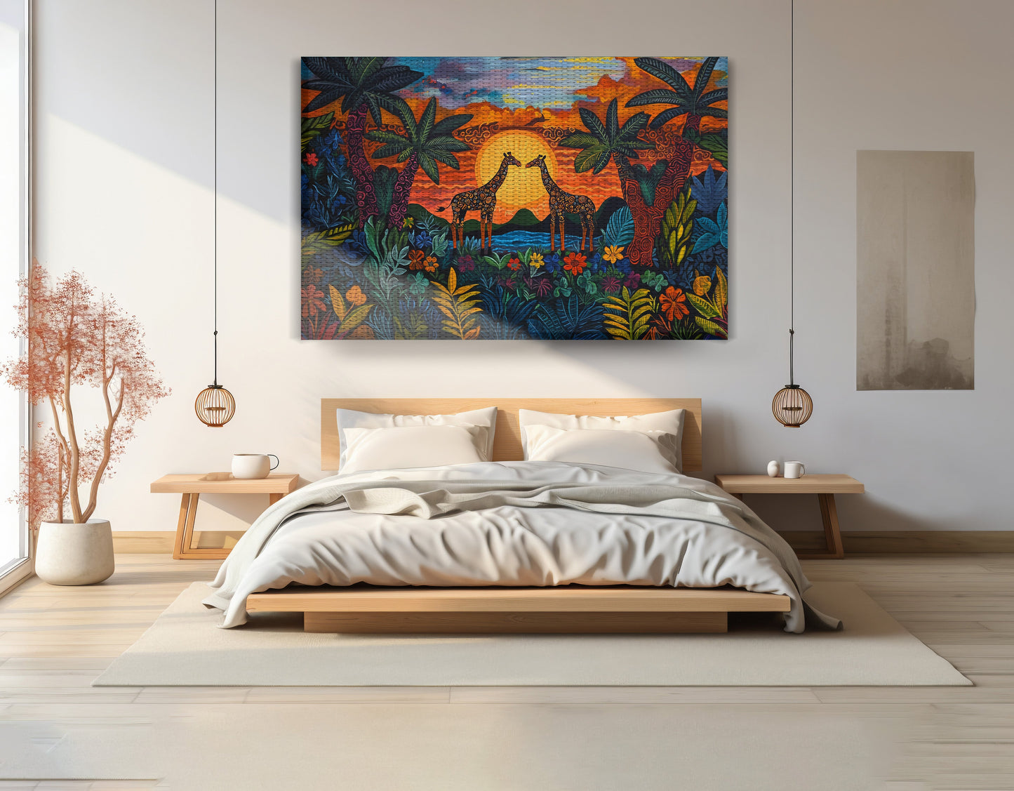 Giraffe Sunset Jungle Caribbean wall art view 15