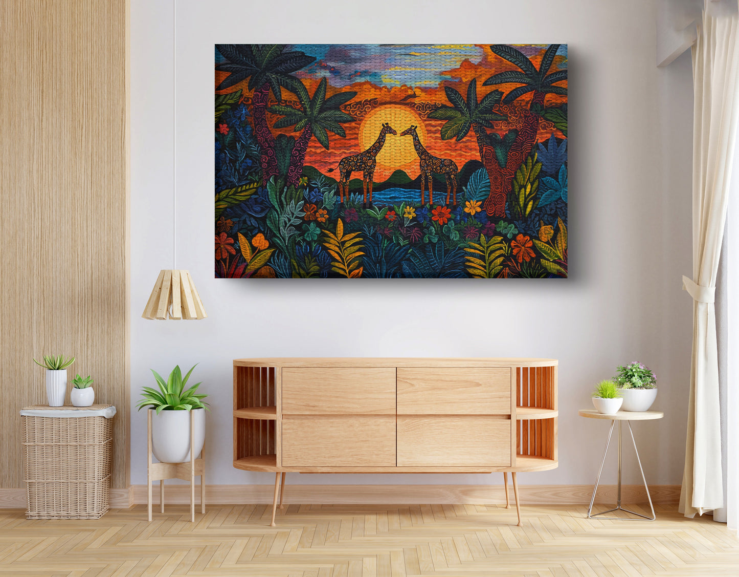 Giraffe Sunset Jungle Caribbean wall art view 14