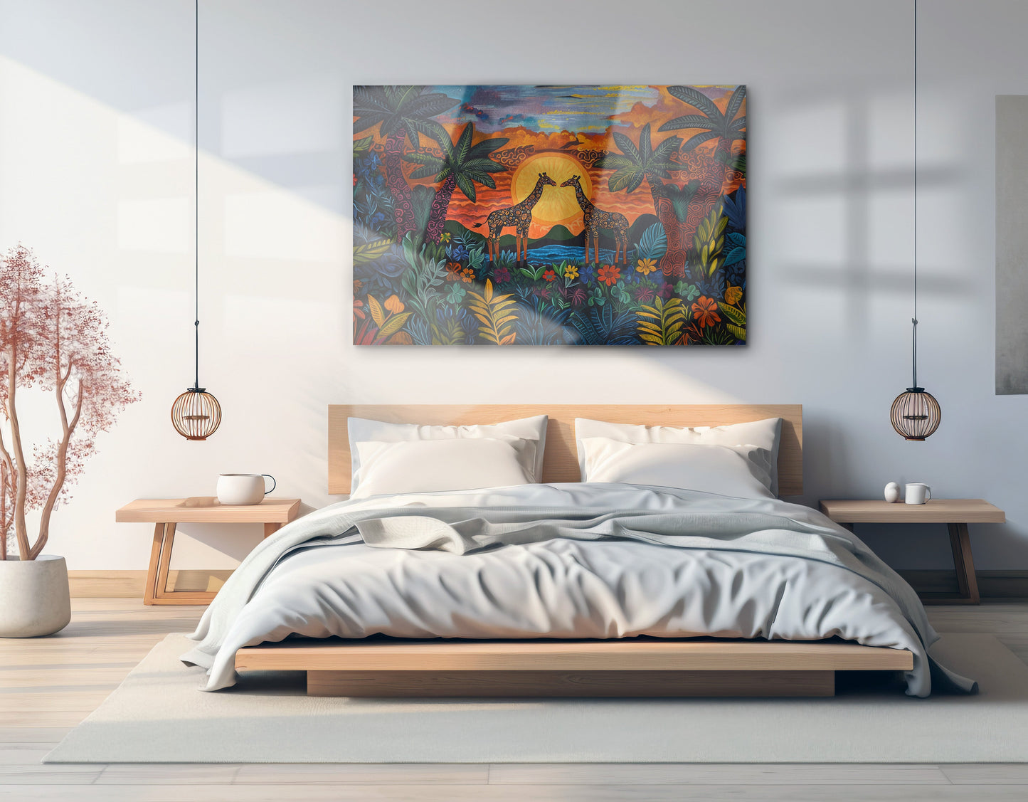 Giraffe Sunset Jungle Caribbean wall art view 21
