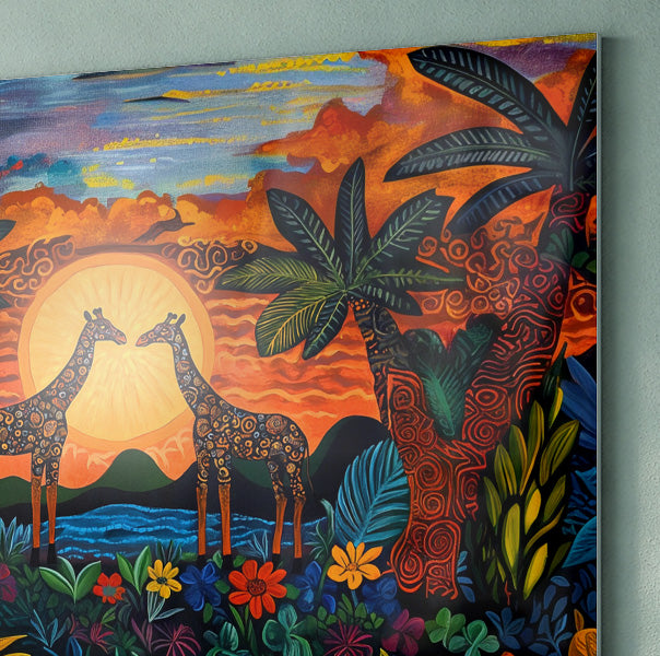 Giraffe Sunset Jungle Caribbean wall art view 22