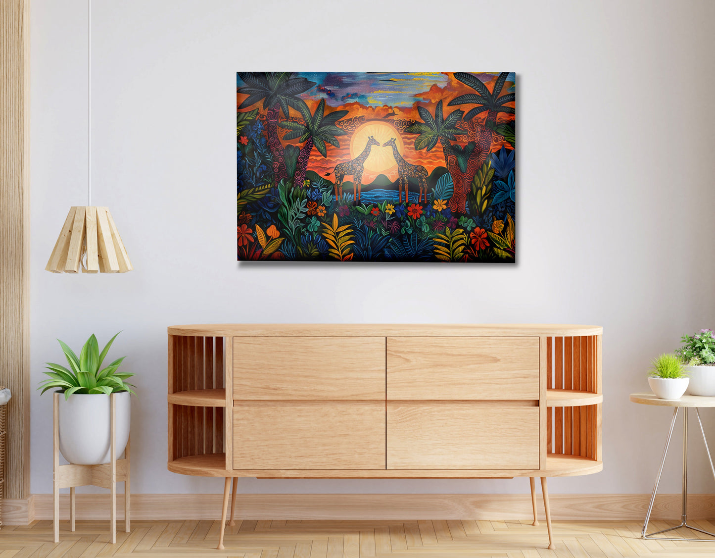 Giraffe Sunset Jungle Caribbean wall art view 20