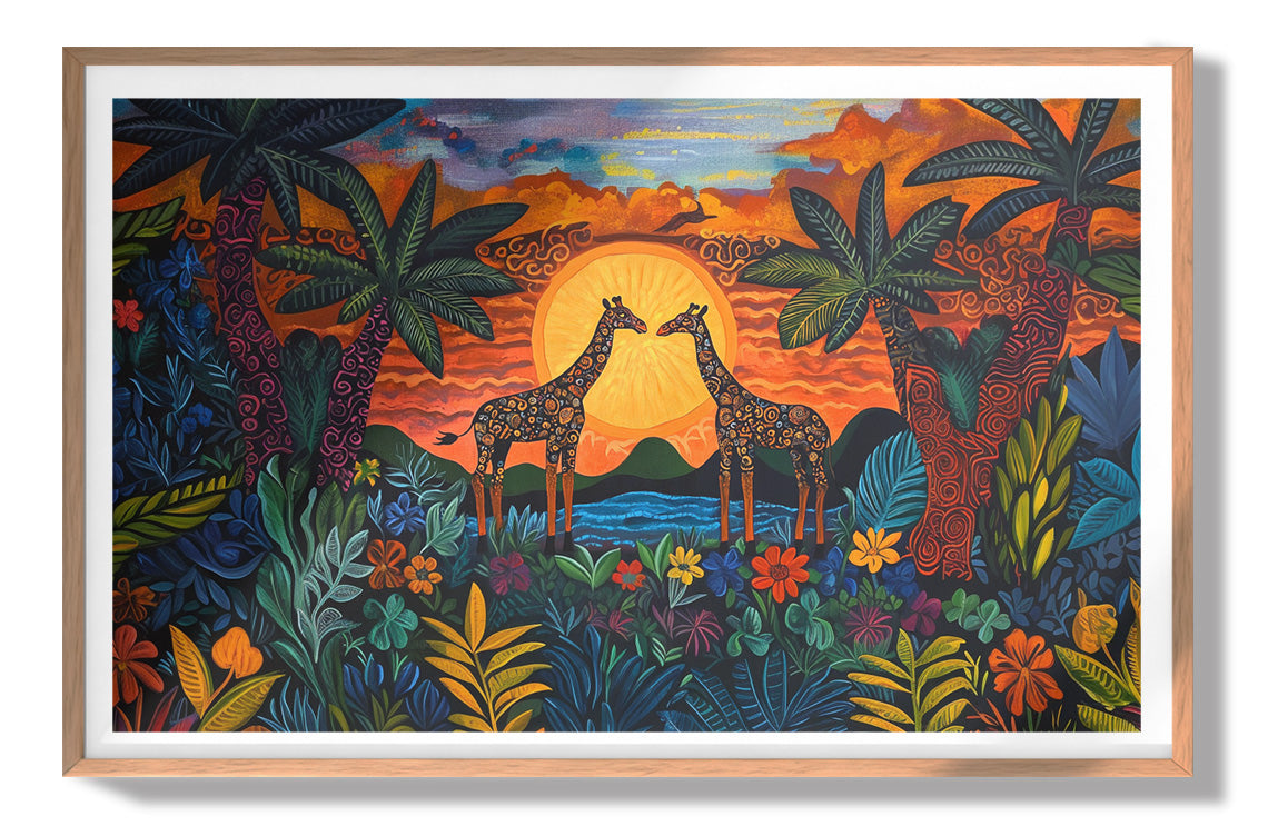 Giraffe Sunset Jungle Caribbean wall art view 79
