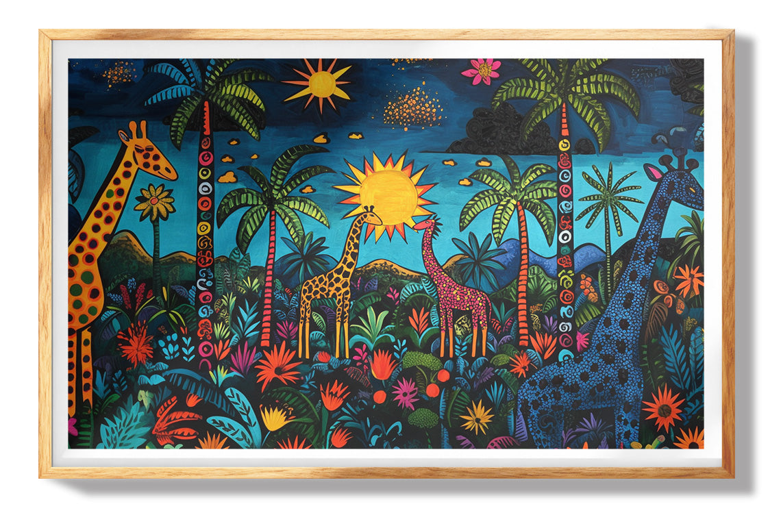 Giraffe Palm Tree Safari Caribbean wall art view 73