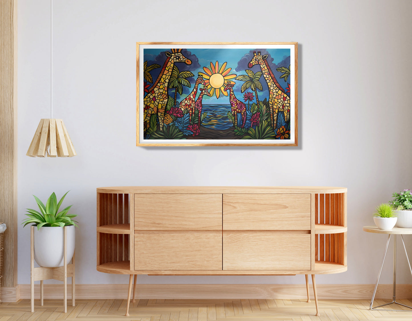 Giraffe Sunburst Safari Black Caribbean wall art view 74