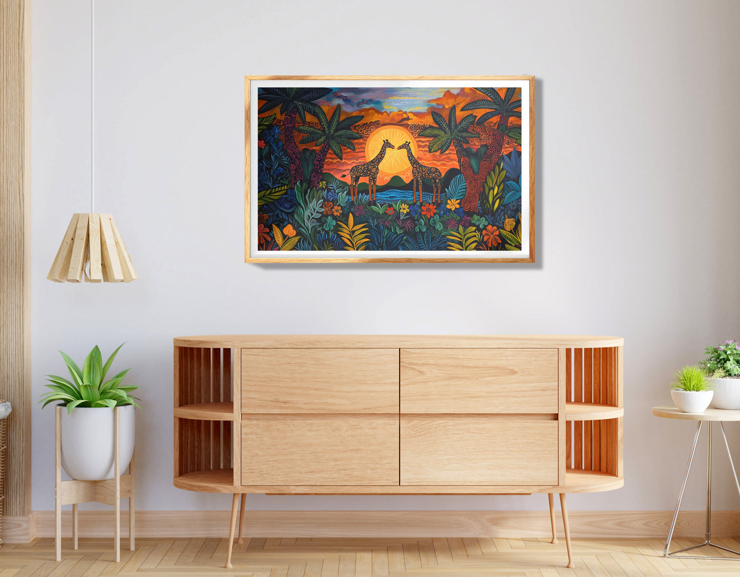 Giraffe Sunset Jungle Caribbean wall art view 74