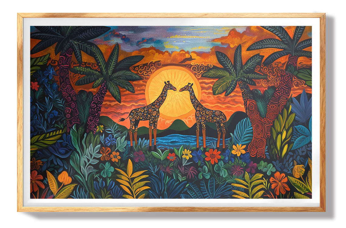 Giraffe Sunset Jungle Caribbean wall art view 73