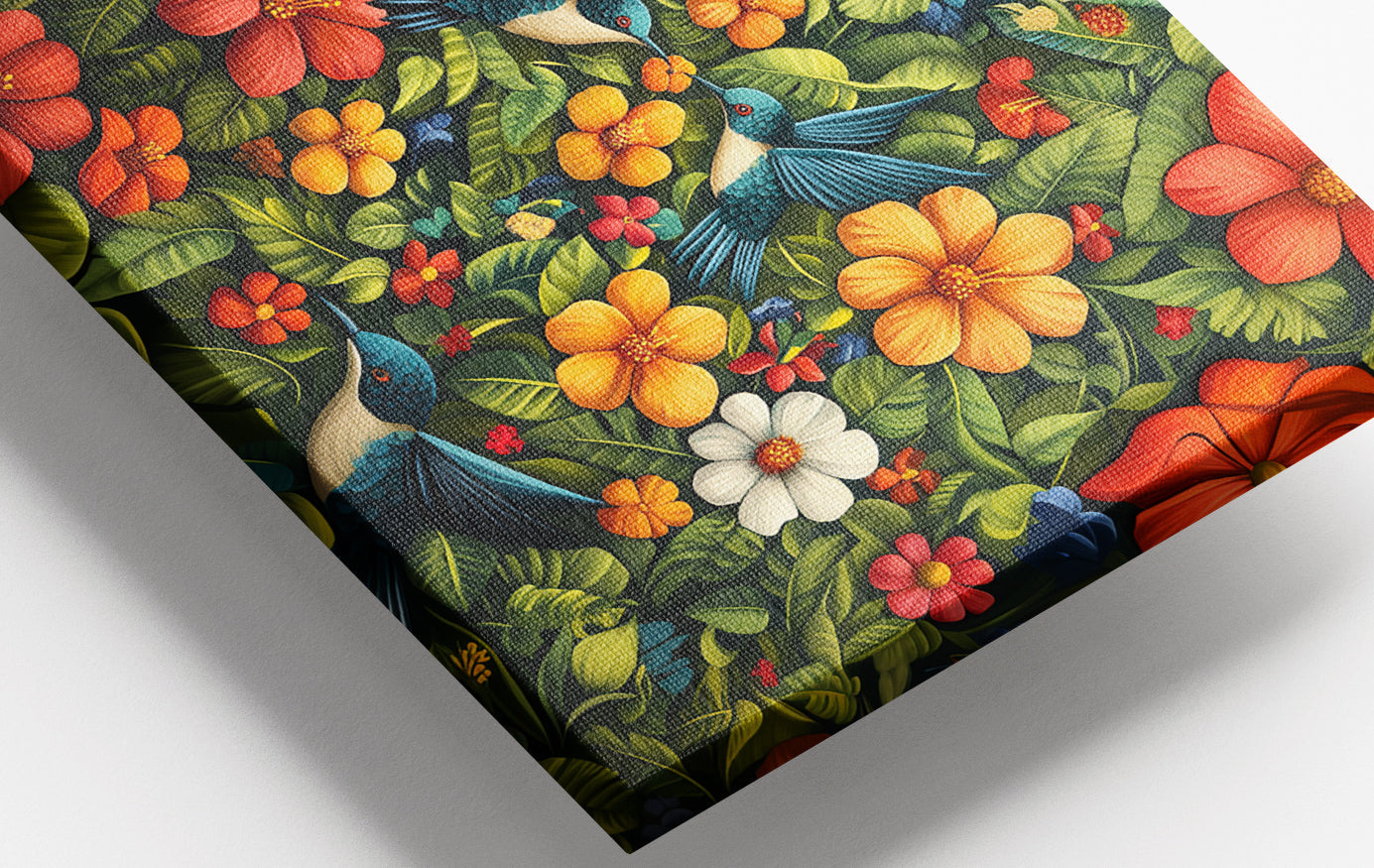 Close-up of Tropical Flower Bird Black Caribbean wall art detail