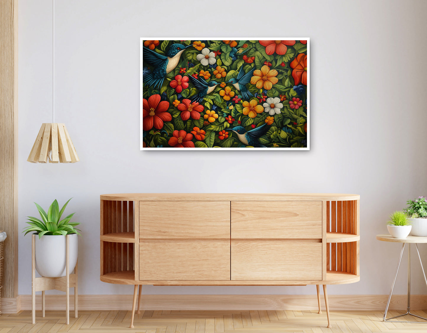 Alternate view of Tropical Flower Bird Black Caribbean wall art canvas print