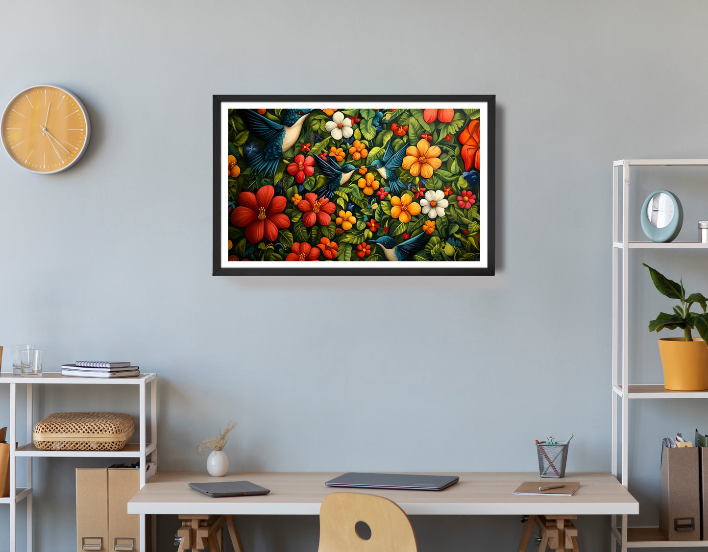 Tropical Flower Bird Black Caribbean wall art view 72