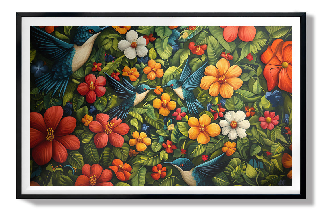 Tropical Flower Bird Black Caribbean wall art view 67