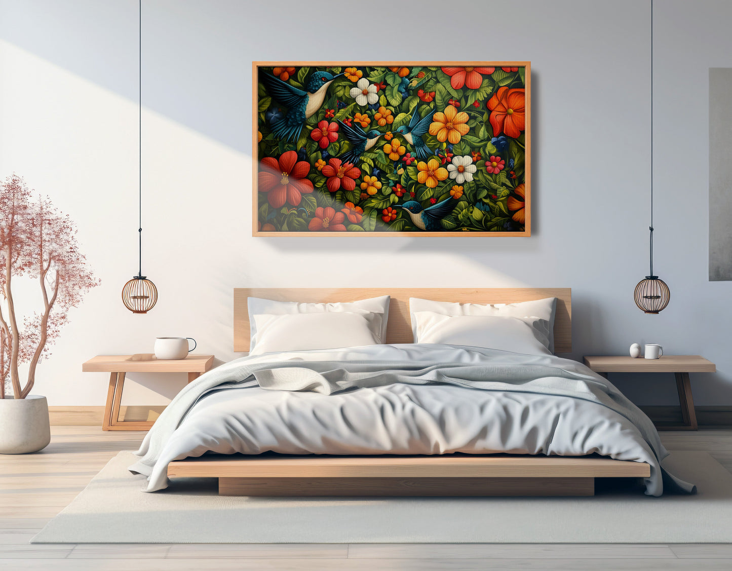 Tropical Flower Bird Black Caribbean wall art view 45