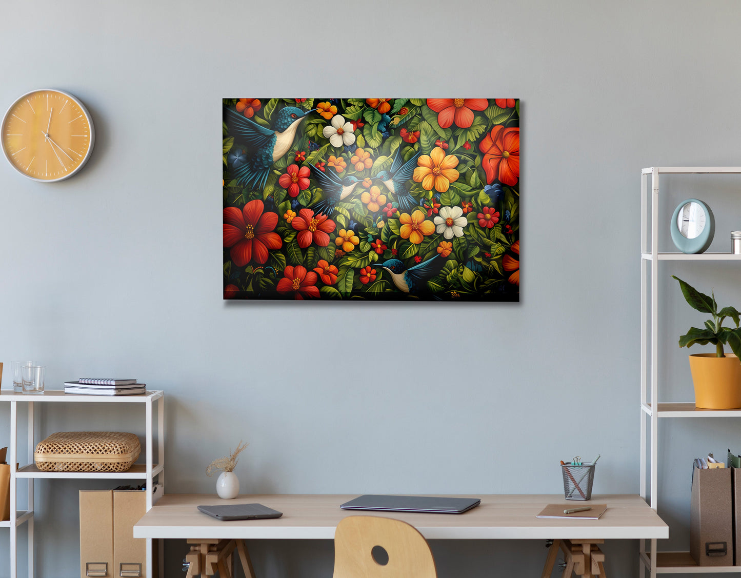 Tropical Flower Bird Black Caribbean wall art view 24