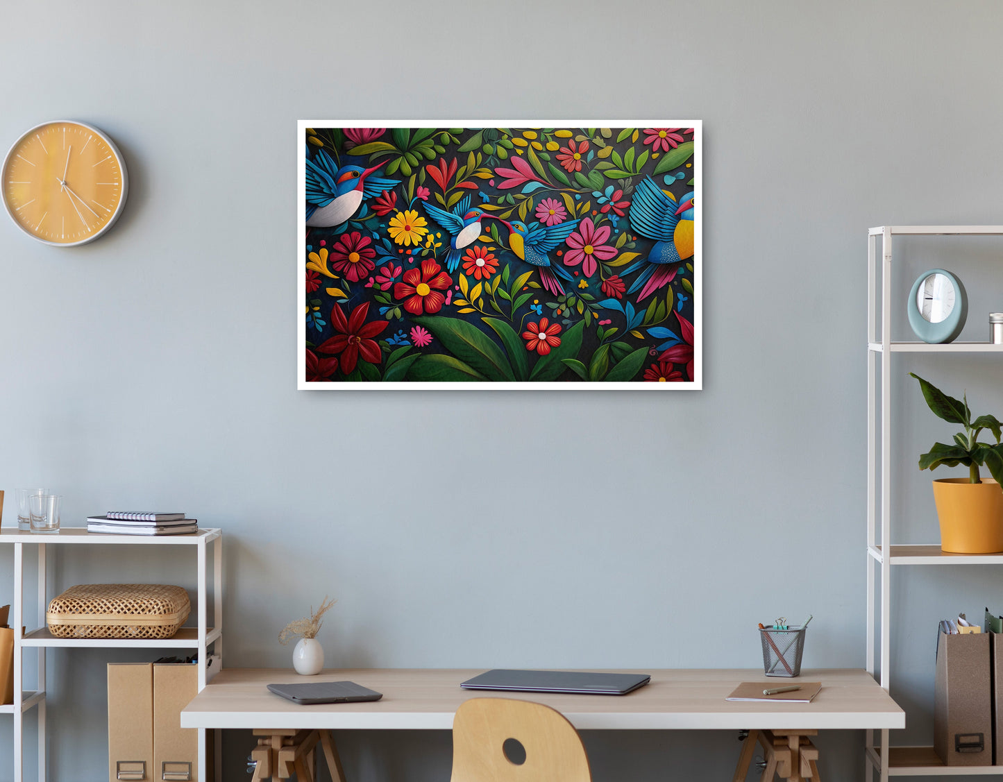 Tropical Bird Floral Caribbean wall art print view