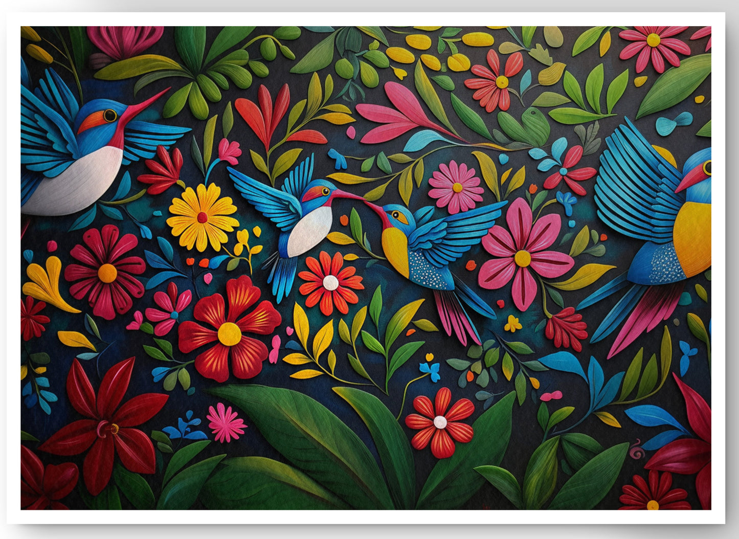Tropical Bird Floral Caribbean wall art canvas print by MoomZee Artwork