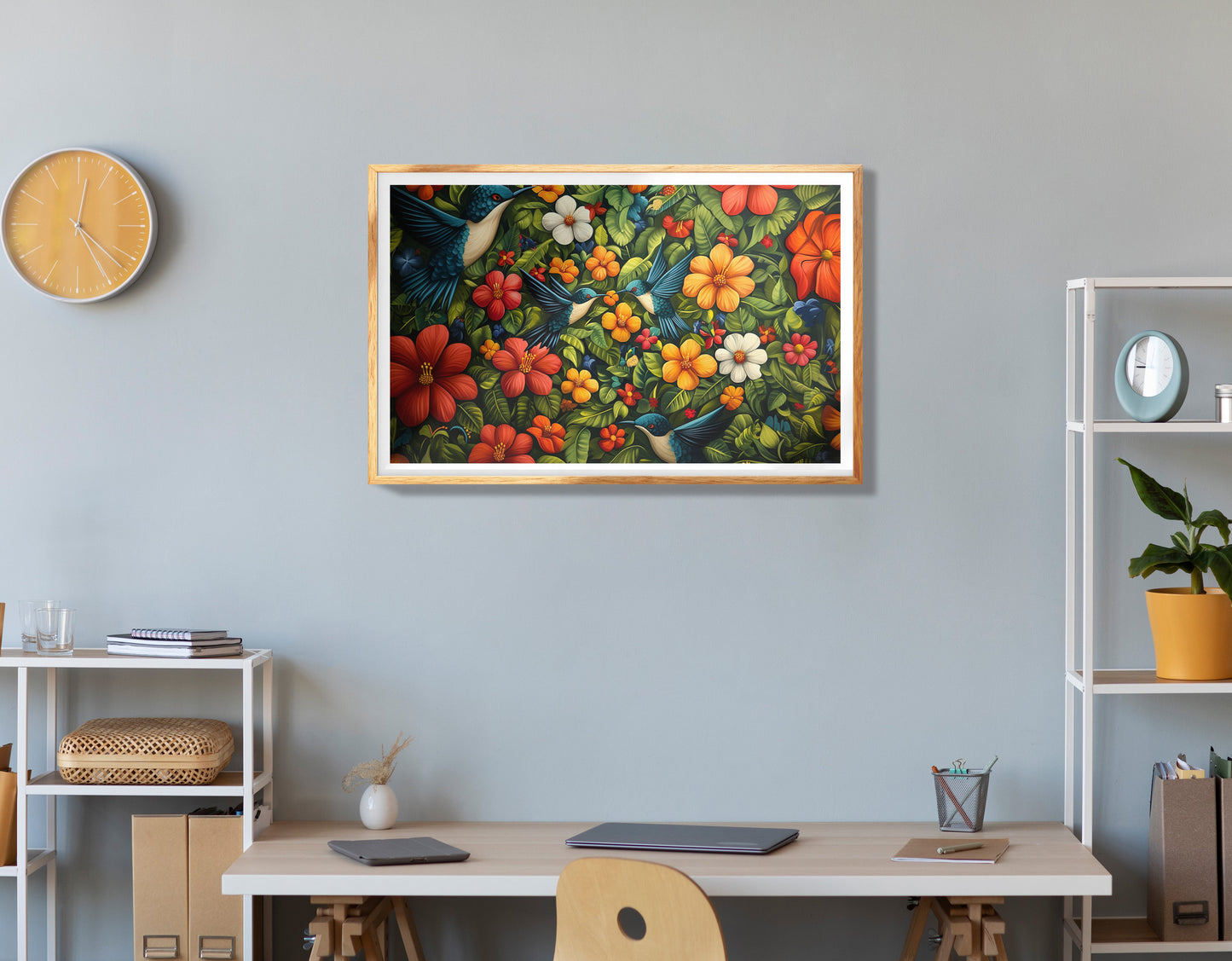 Tropical Flower Bird Black Caribbean wall art view 78