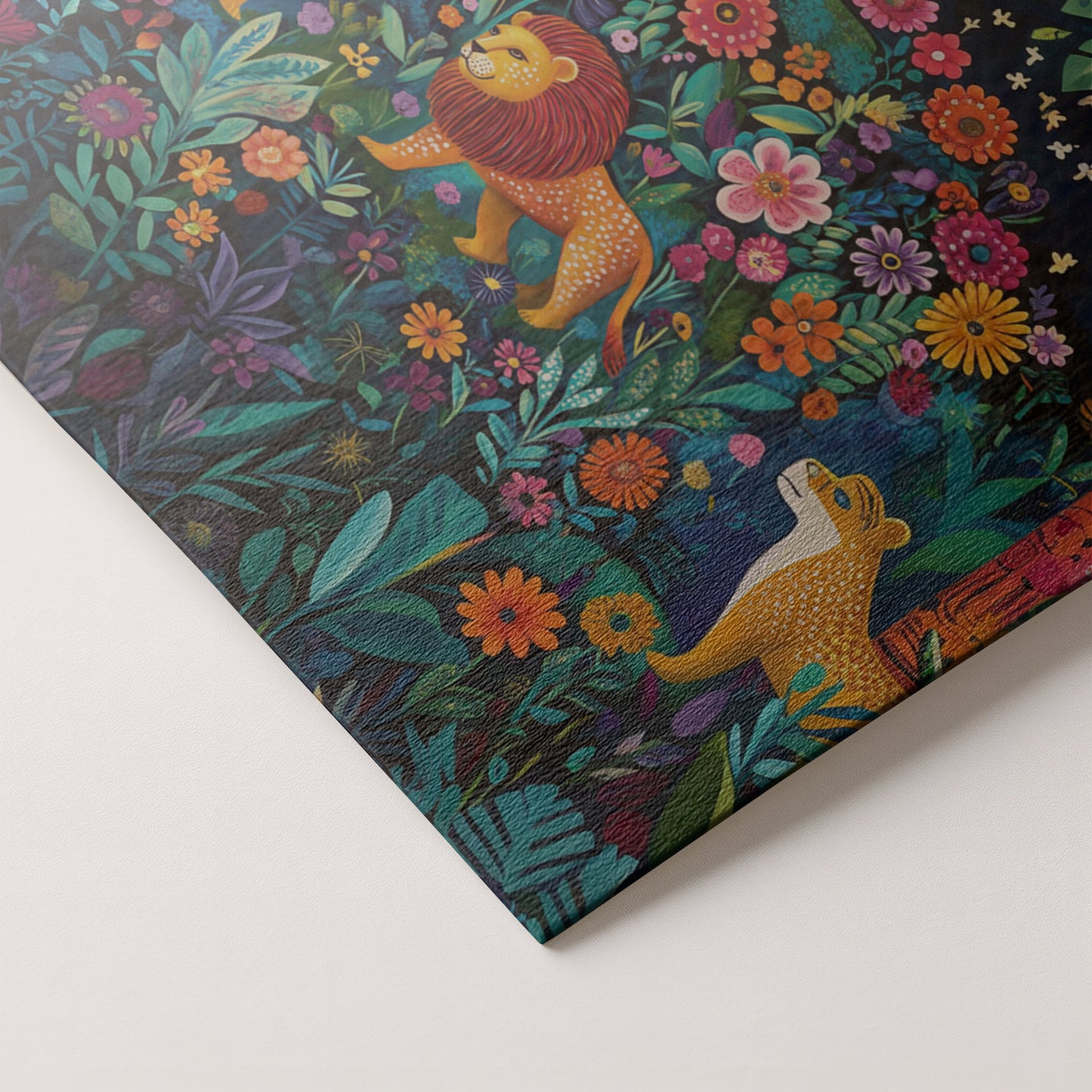 Lion Family Flower Garden Black Caribbean wall art artwork by MoomZee Artwork