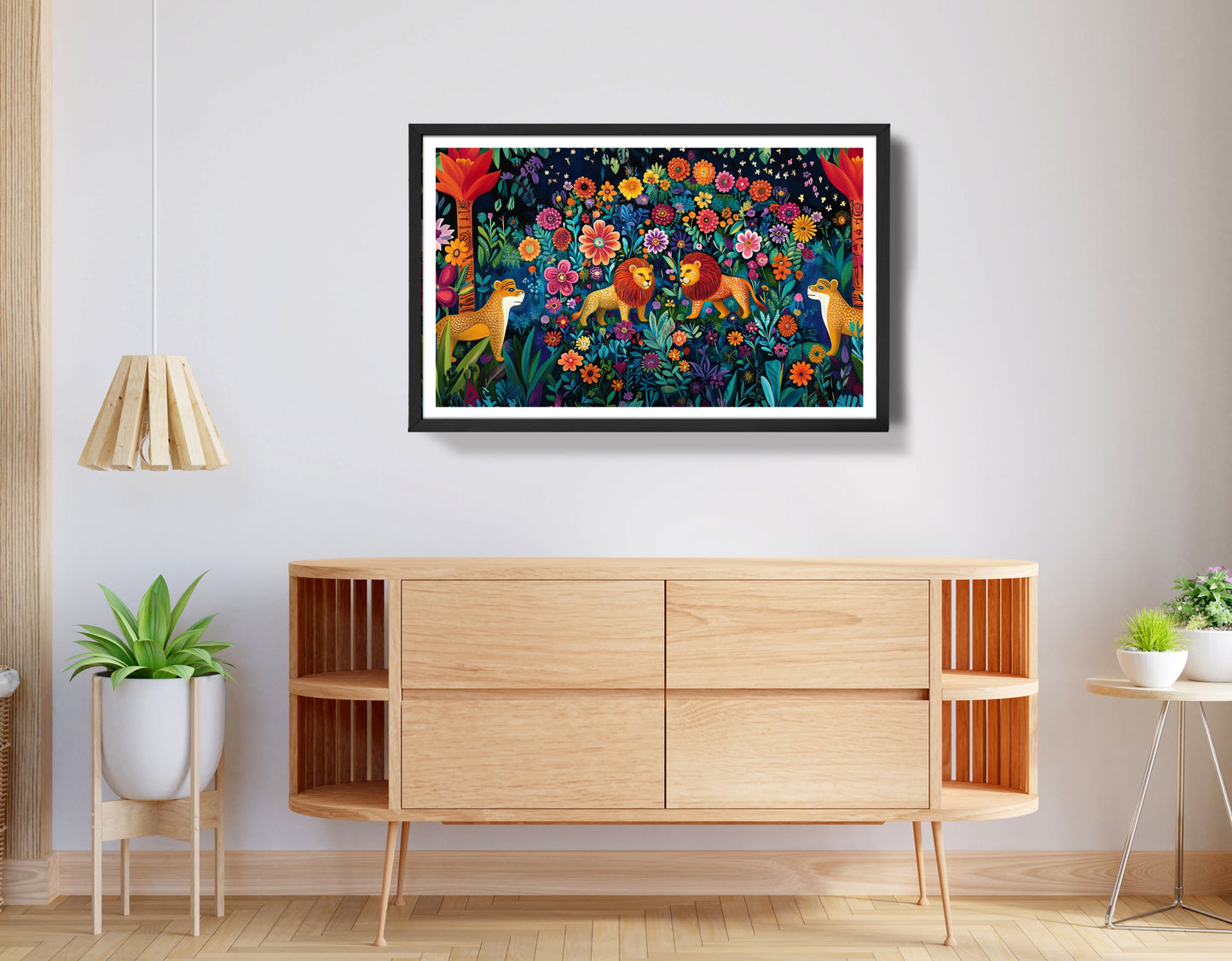 Lion Family Flower Garden Black Caribbean wall art view 68