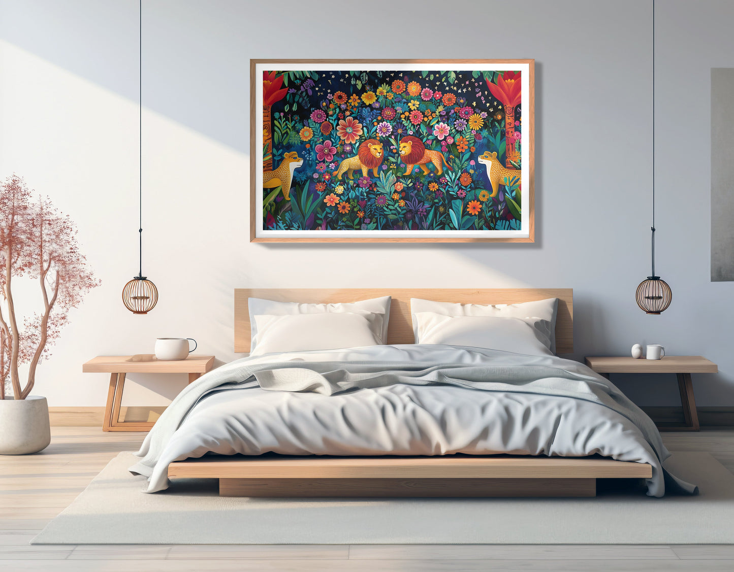 Lion Family Flower Garden Black Caribbean wall art view 81