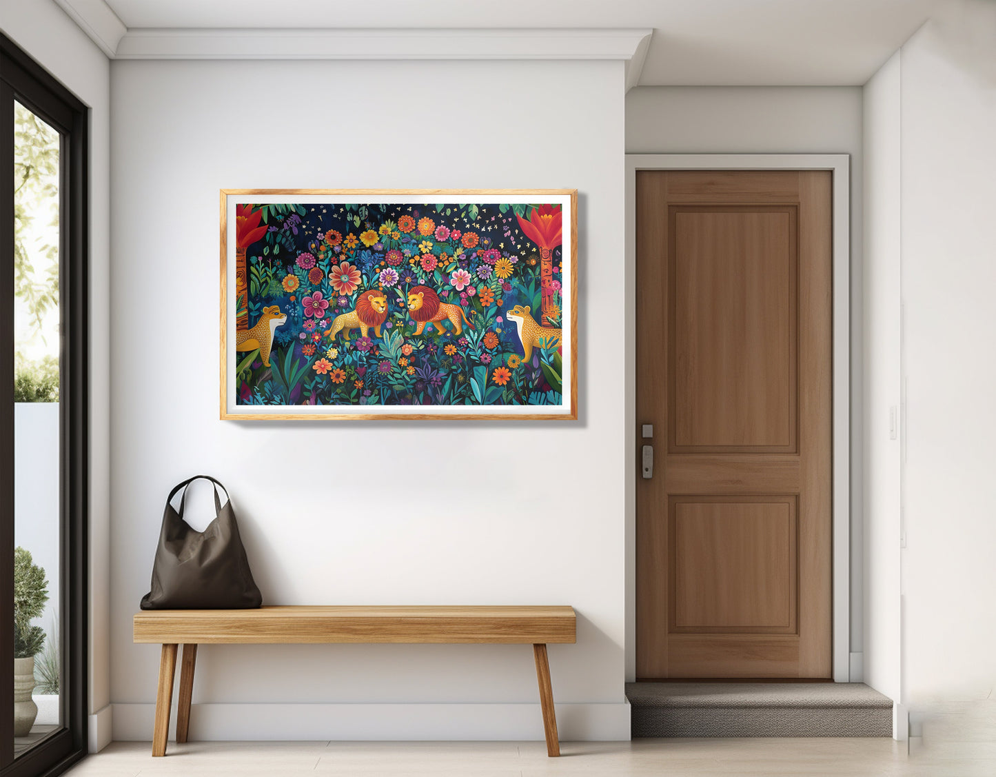 Lion Family Flower Garden Black Caribbean wall art view 77